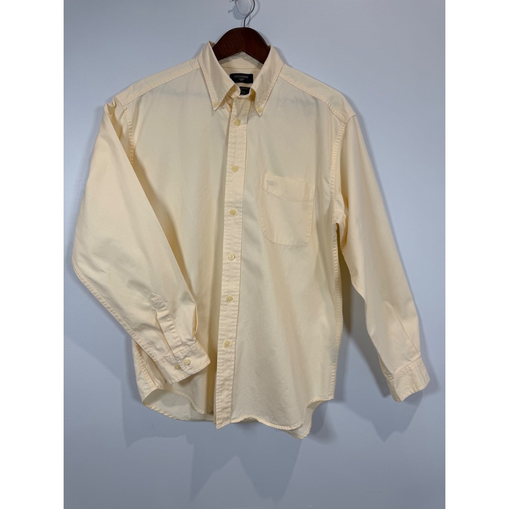 Dockers Mens Pale Yellow Long Sleeve Button Down Cotton Shirt M 64261-9495